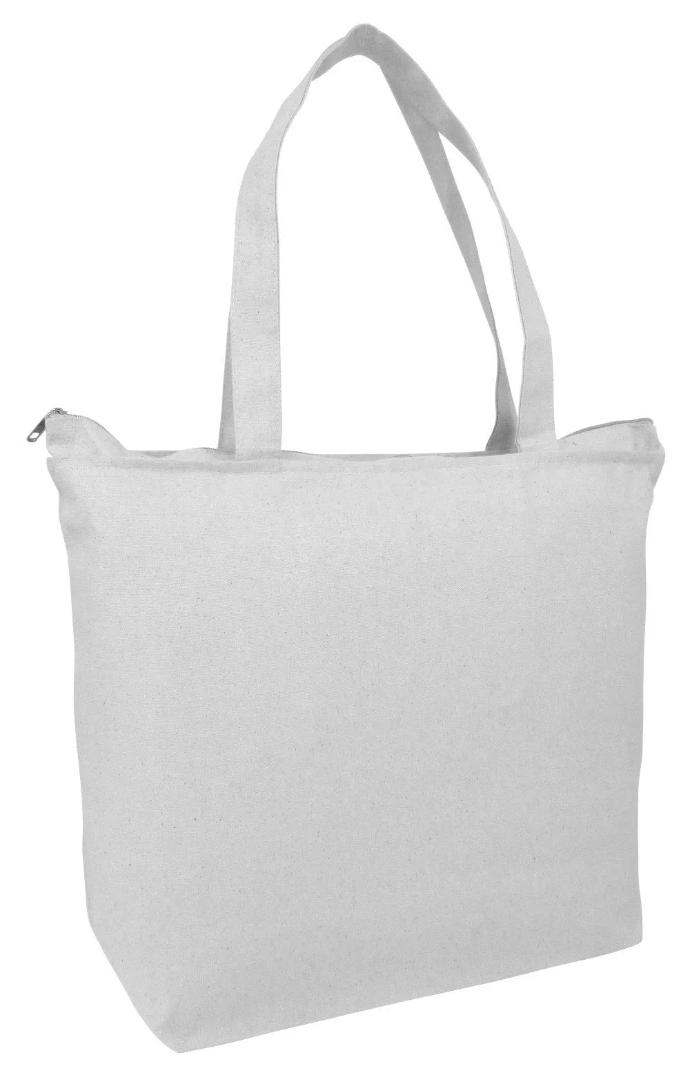 12 ct Heavy Canvas Zipper Tote Bag with Inside Zippered Pocket - By Dozen