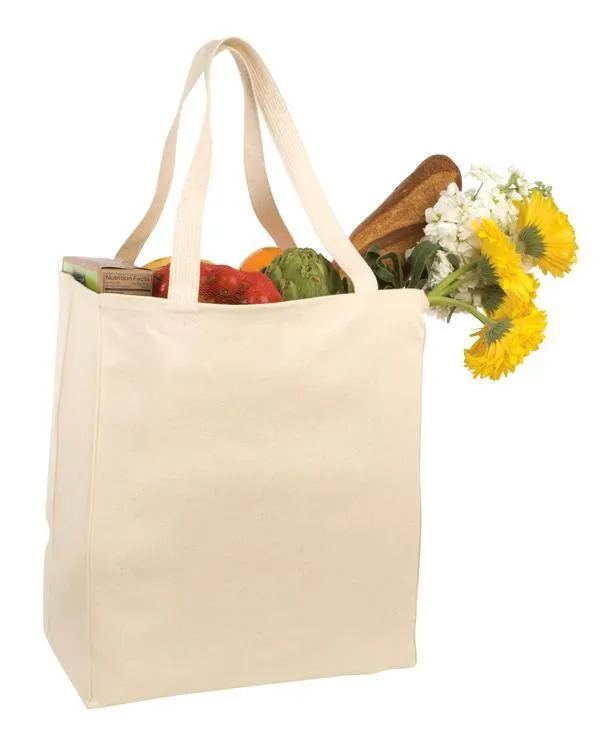 12 ct Over-the-Shoulder Cotton Twill Grocery Tote Bag - By Dozen