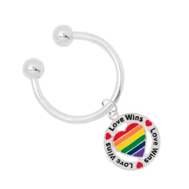 12 Round Rainbow Heart Love Wins Horseshoe Keychains