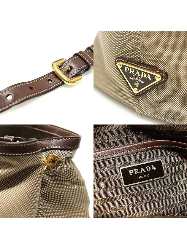 1BA579 Brown jacquard leather trimming gold Canapa logo 2WAY