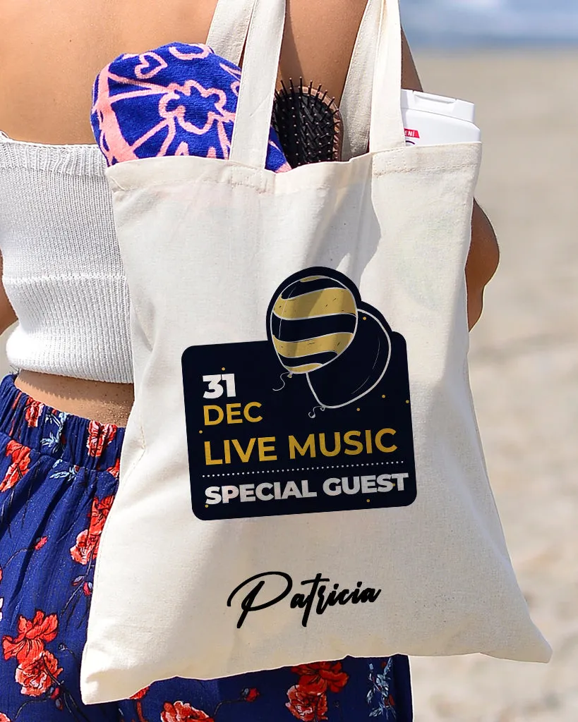 31 Dec Live Music Party Tote Bag - New Year's Tote Bags