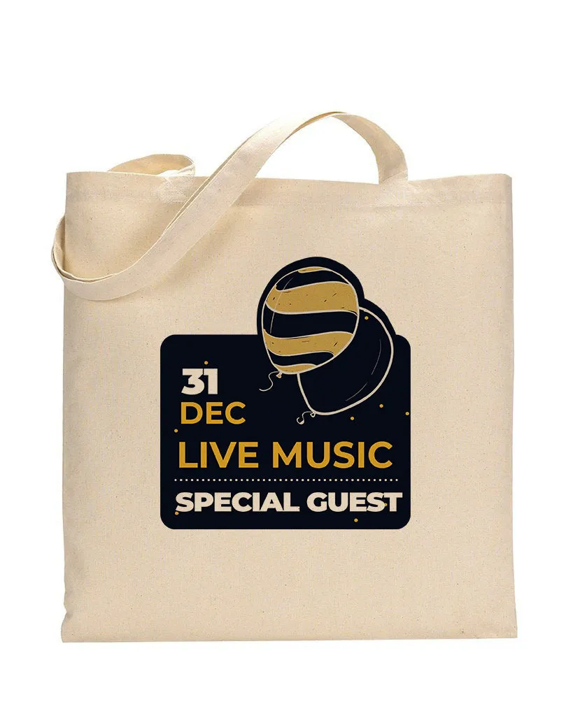 31 Dec Live Music Party Tote Bag - New Year's Tote Bags