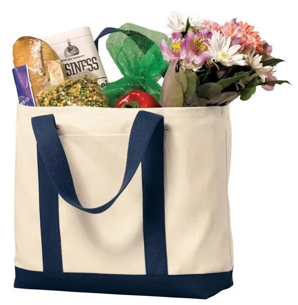 60 ct Heavy Canvas Twill Two Tone Shopping Tote Bag - By Case