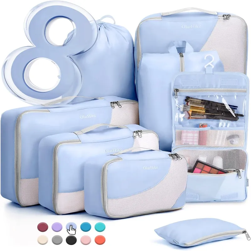 8 Piece Packing Cubes for Travel - Suitcase Organizers in 4 Sizes(Extra Large, Large, Medium, Small)