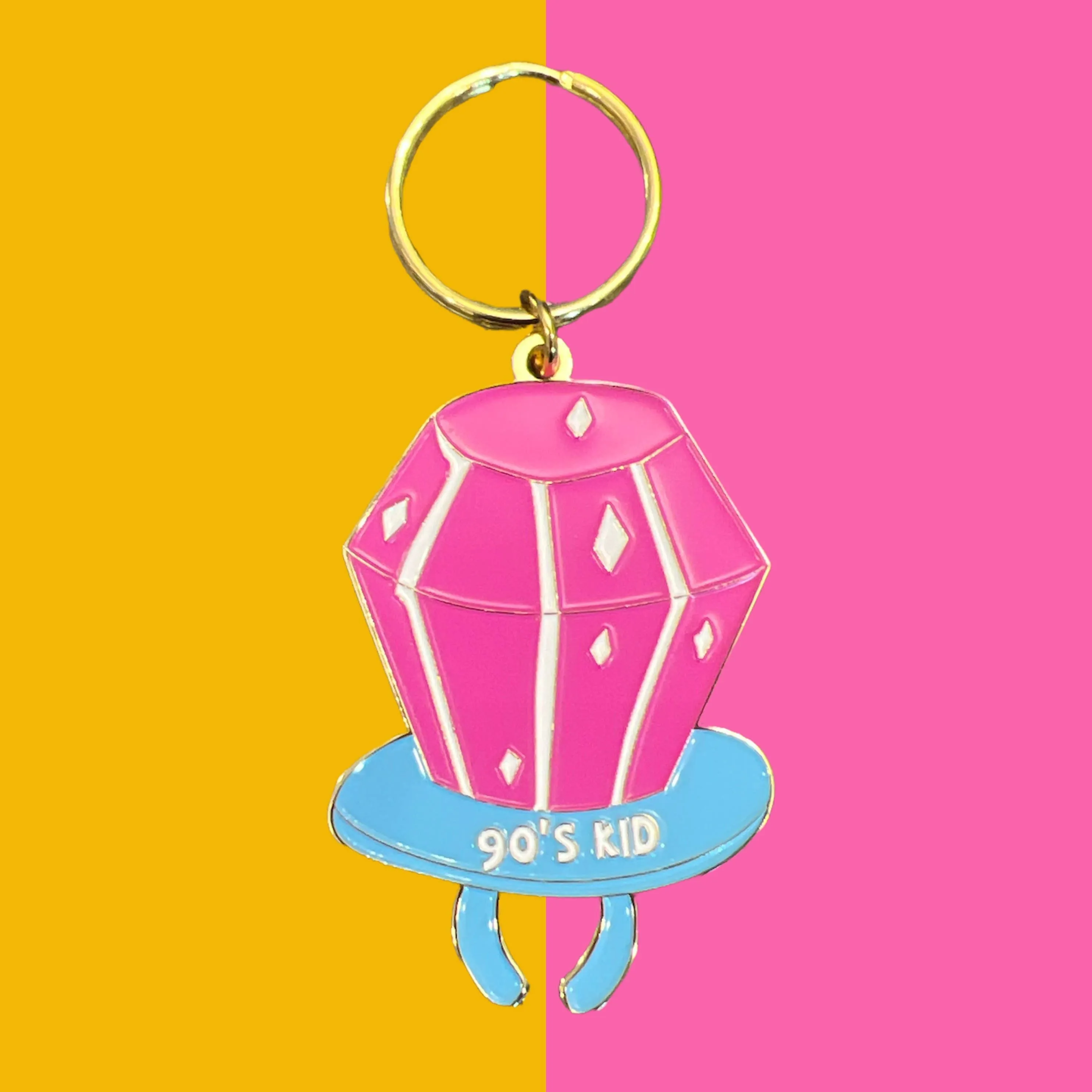 90s Kid Gold Enamel Keychain Ring Pop Keychain Cute Key Fob