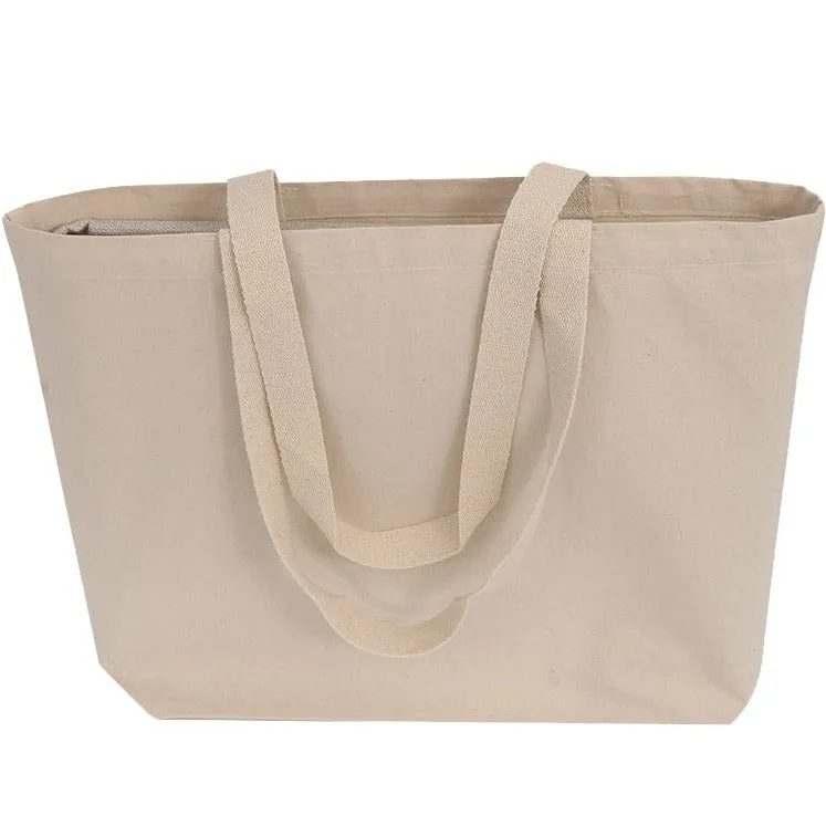 96 ct - 18" Large Organic Canvas Shopper Tote Bags with Bottom Gusset - By Case