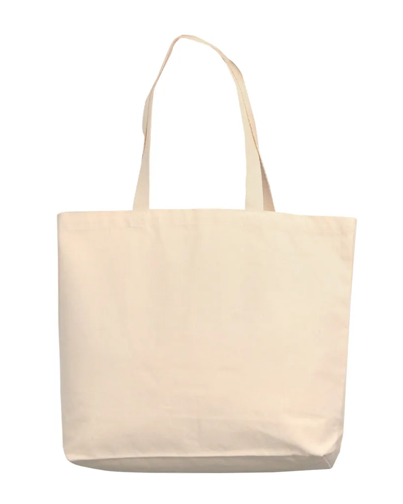 96 ct - 18" Large Organic Canvas Shopper Tote Bags with Bottom Gusset - By Case