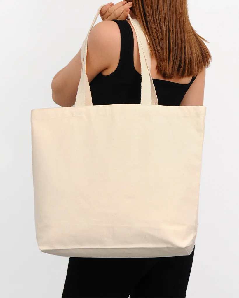 96 ct - 18" Large Organic Canvas Shopper Tote Bags with Bottom Gusset - By Case