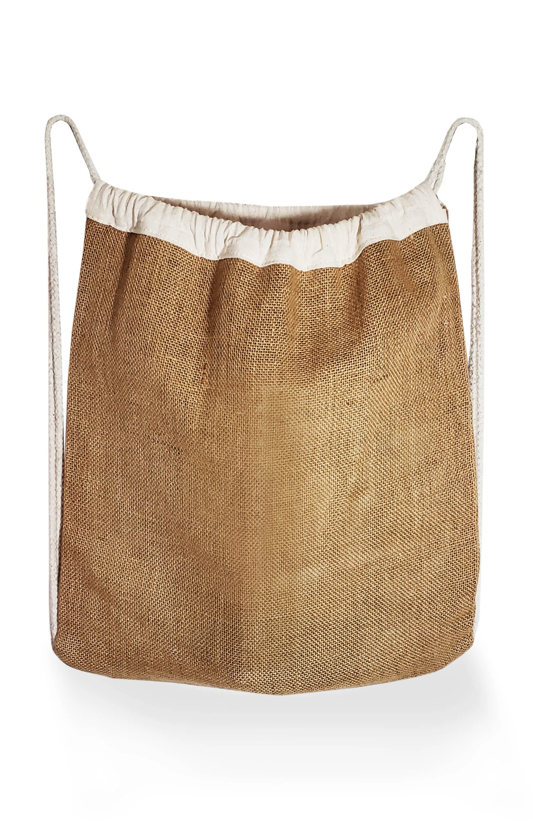 96 ct Jute Drawstring Bags / Natural Burlap Backpacks - By Case