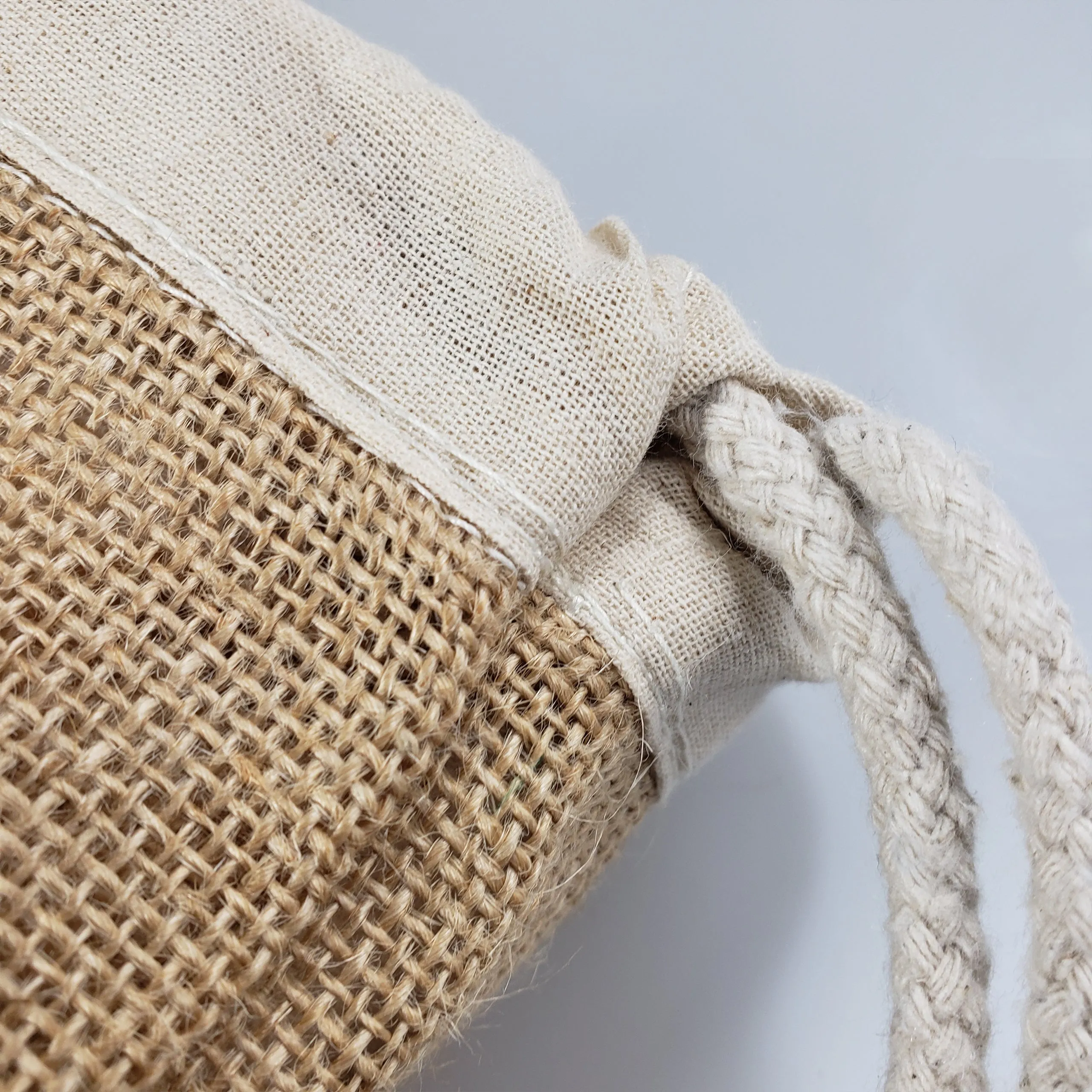 96 ct Jute Drawstring Bags / Natural Burlap Backpacks - By Case