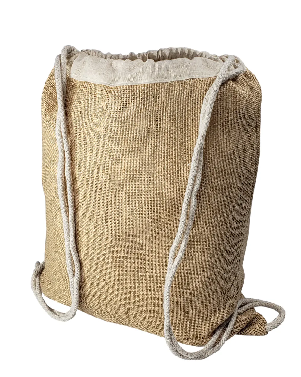 96 ct Jute Drawstring Bags / Natural Burlap Backpacks - By Case