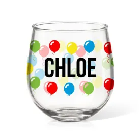 Balloons Stemless Wine Glass