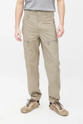 Beige Nylon Slim Cargo Pant