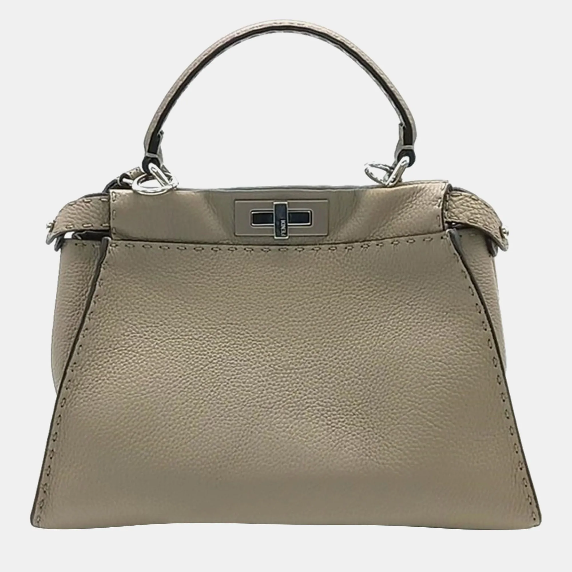 Beige Selleria Leather Medium Peekaboo Top Handle Bag