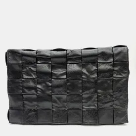 Black Intreciatto Leather Cassette Shoulder Bag