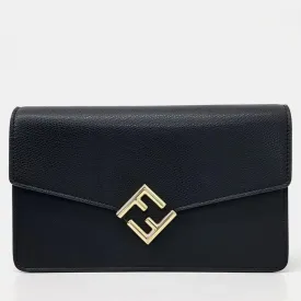 Black Leather FF Handbag