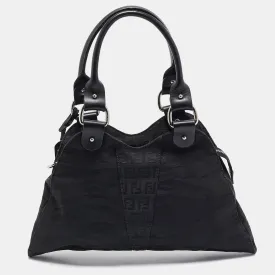 Black Zuchinno Fabric and Leather Devil Trapezio Tote