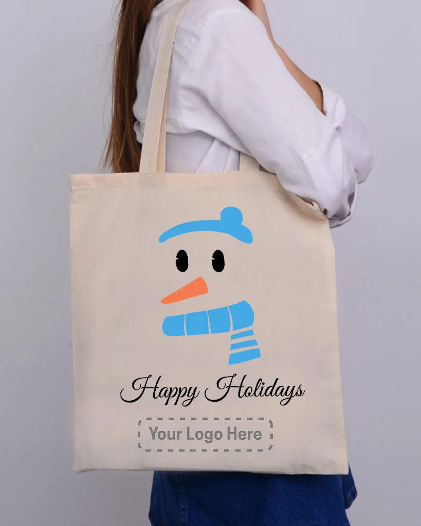 Blue Snowman Merry Christmas Tote Bag - Christmas Bags