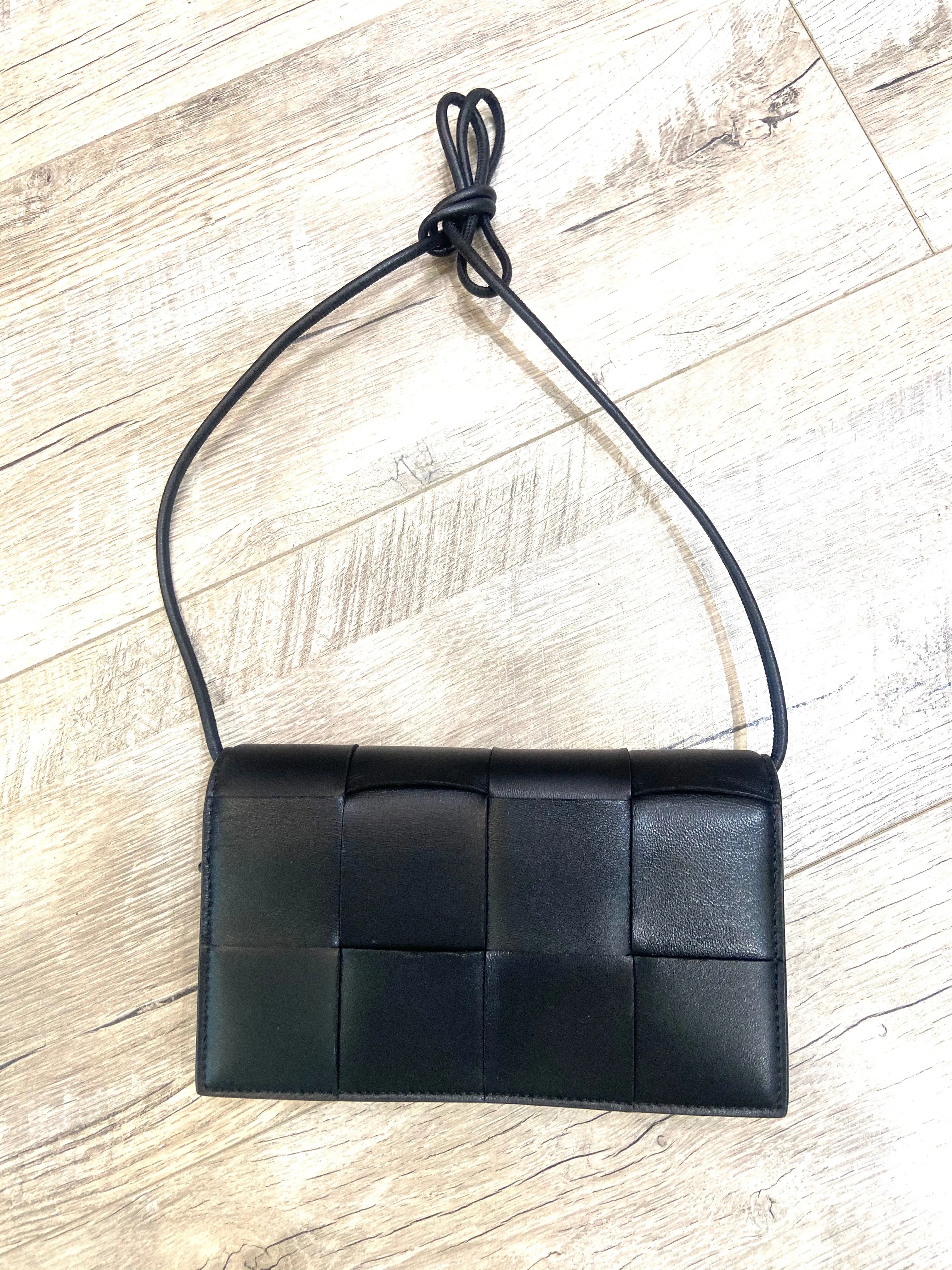 BOTTEGA VENETA INTRECCIATO LEATHER WALLET ON A STRAP