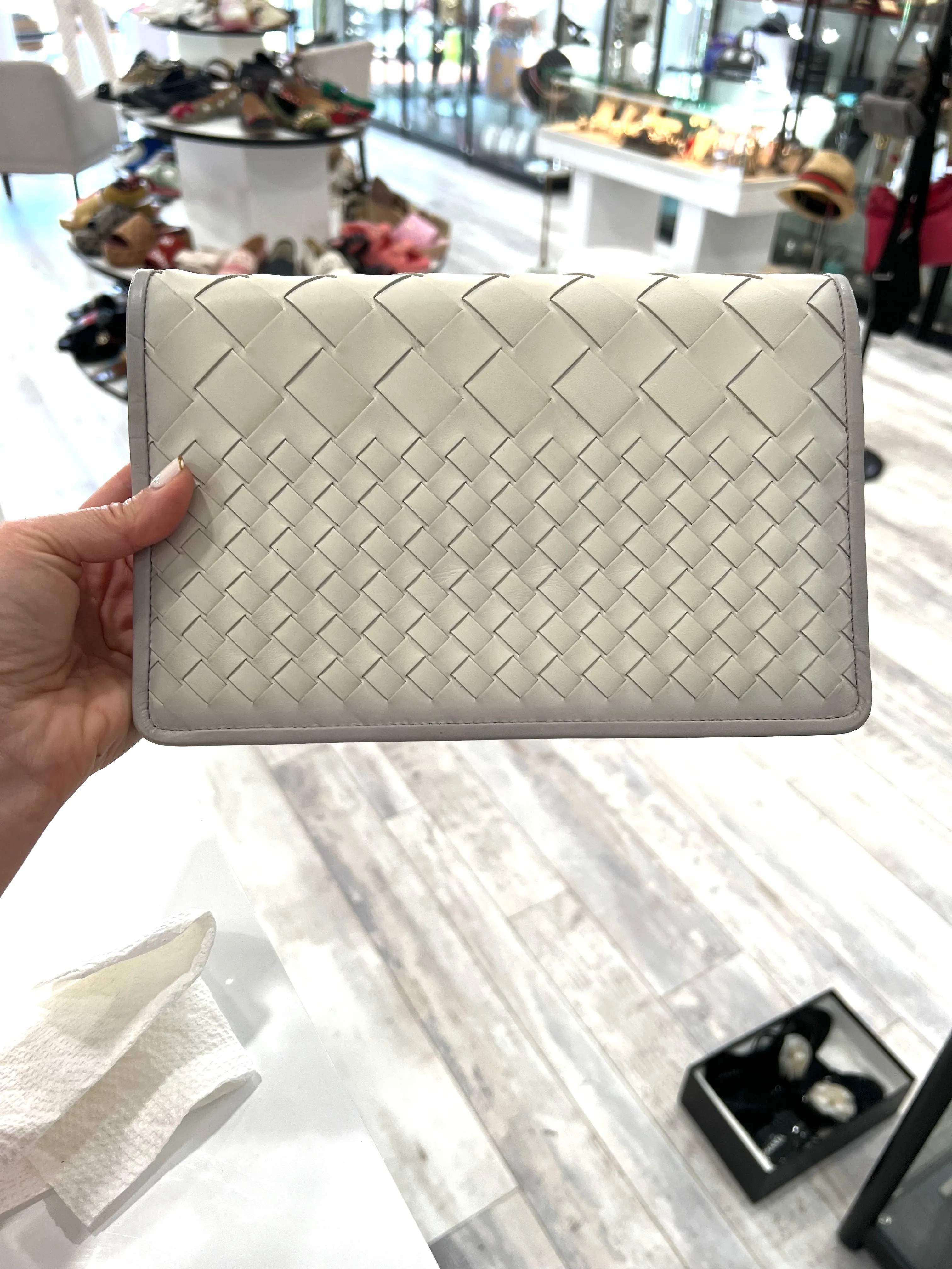 BOTTEGA VENETA NAPPA LEATHER INTRECCIATO MONTEBELLO CLUTCH BAG