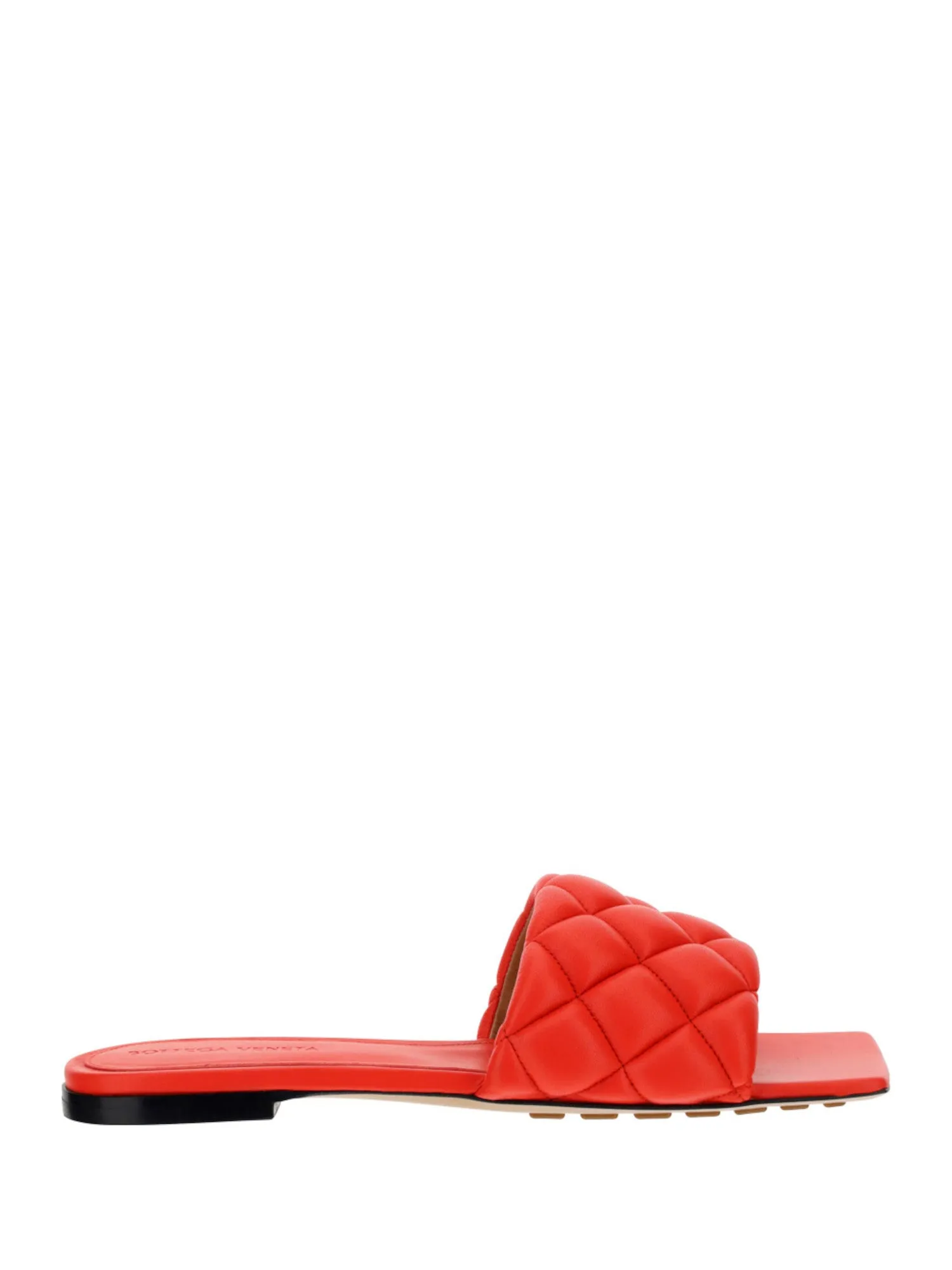 BOTTEGA VENETA Womens Coral Quilted Square Toe Slip On Leather Sandals Shoes