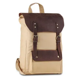 Brown Leather Canvas Backpack Knapsack Book Bag