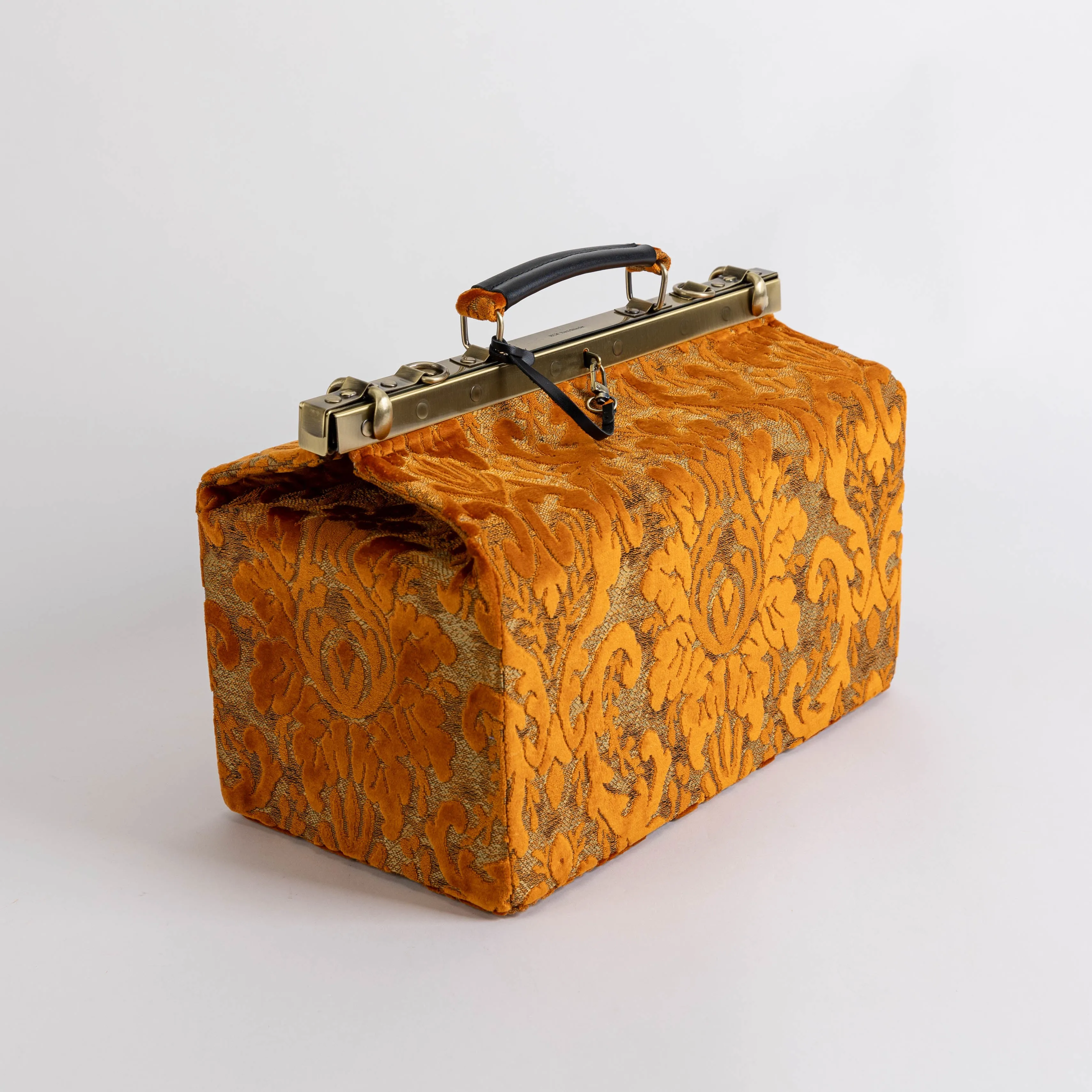 Burnout Velvet Orange Genevieve Carpet Gladstone Bag