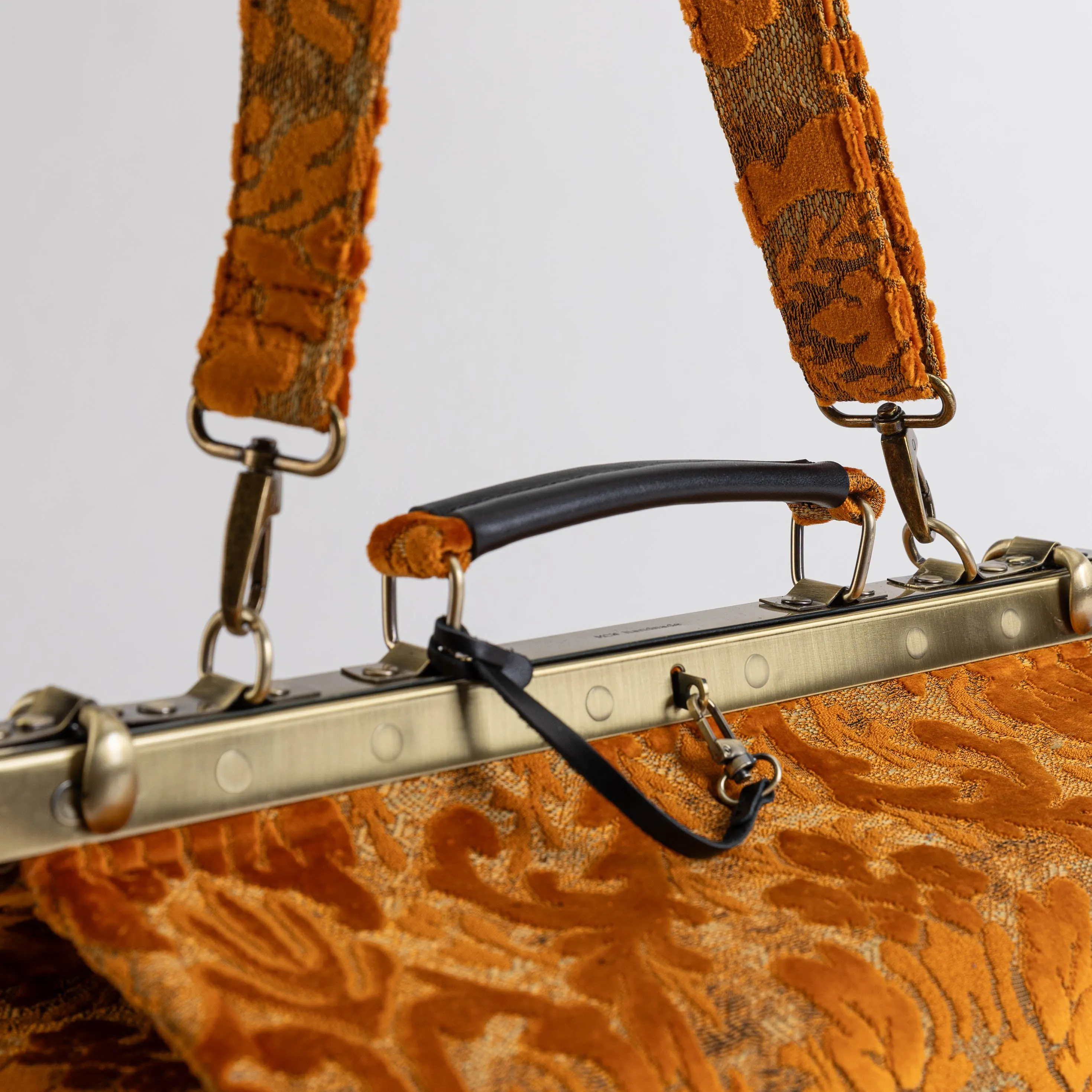 Burnout Velvet Orange Genevieve Carpet Gladstone Bag