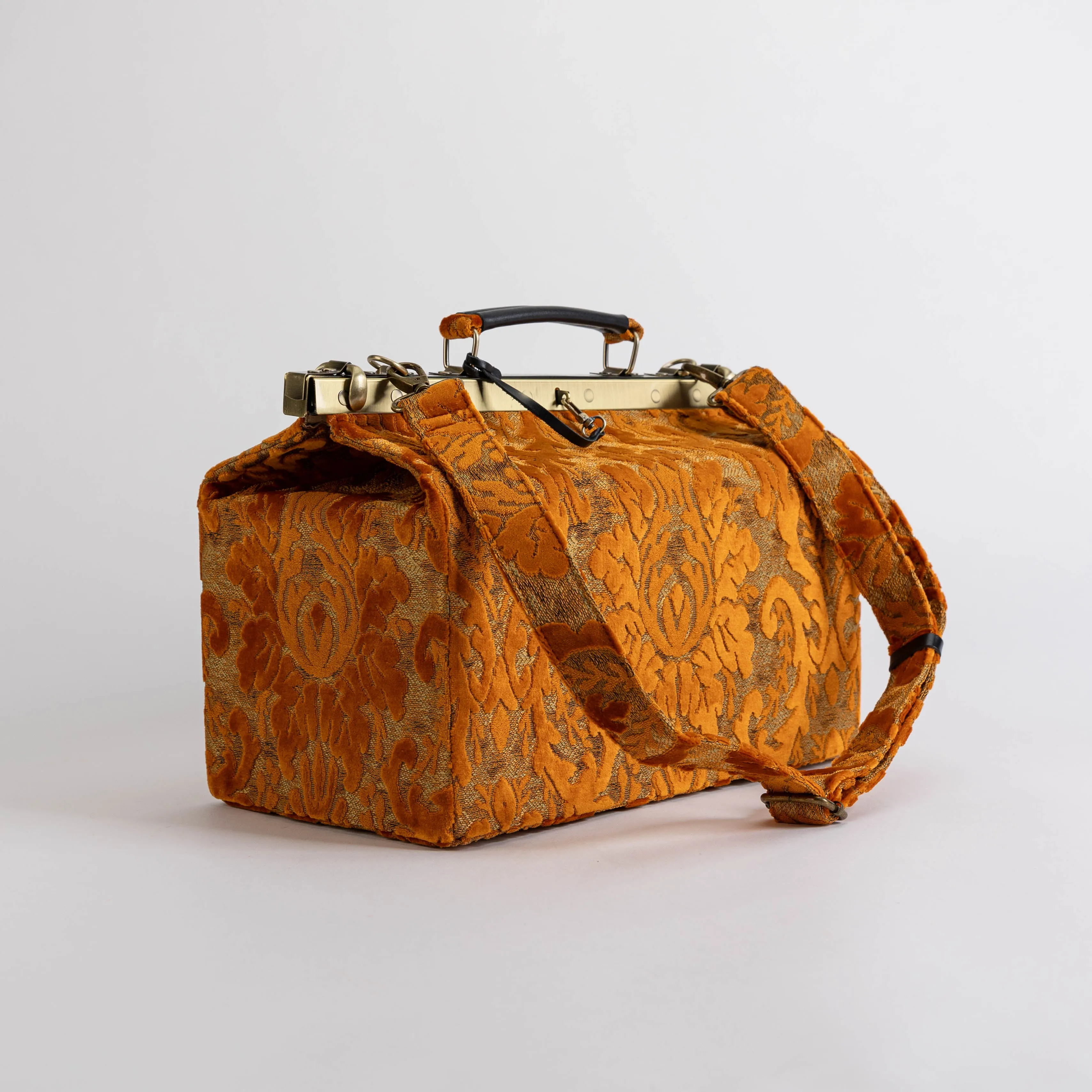 Burnout Velvet Orange Genevieve Carpet Gladstone Bag