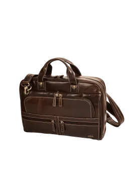 Capri Genuine Leather Computer Laptop Bag - Brown