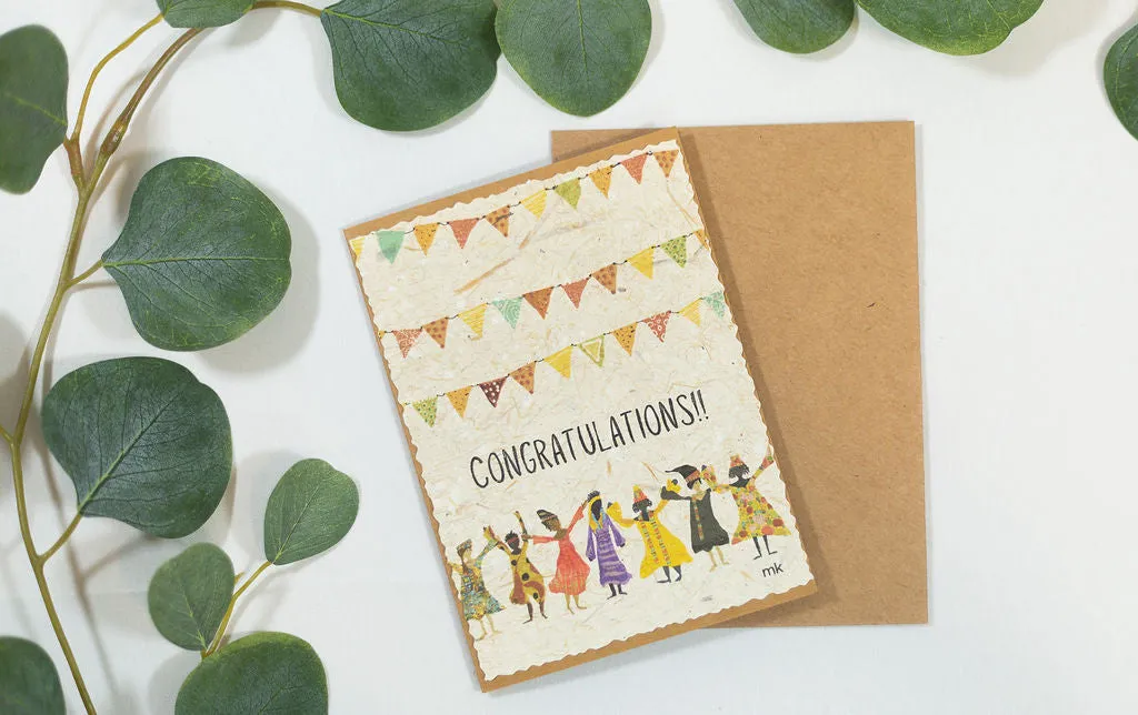 Celebrate in Style: Eco-Friendly Banana Paper Congrats Cards (Handmade, Unique Designs)