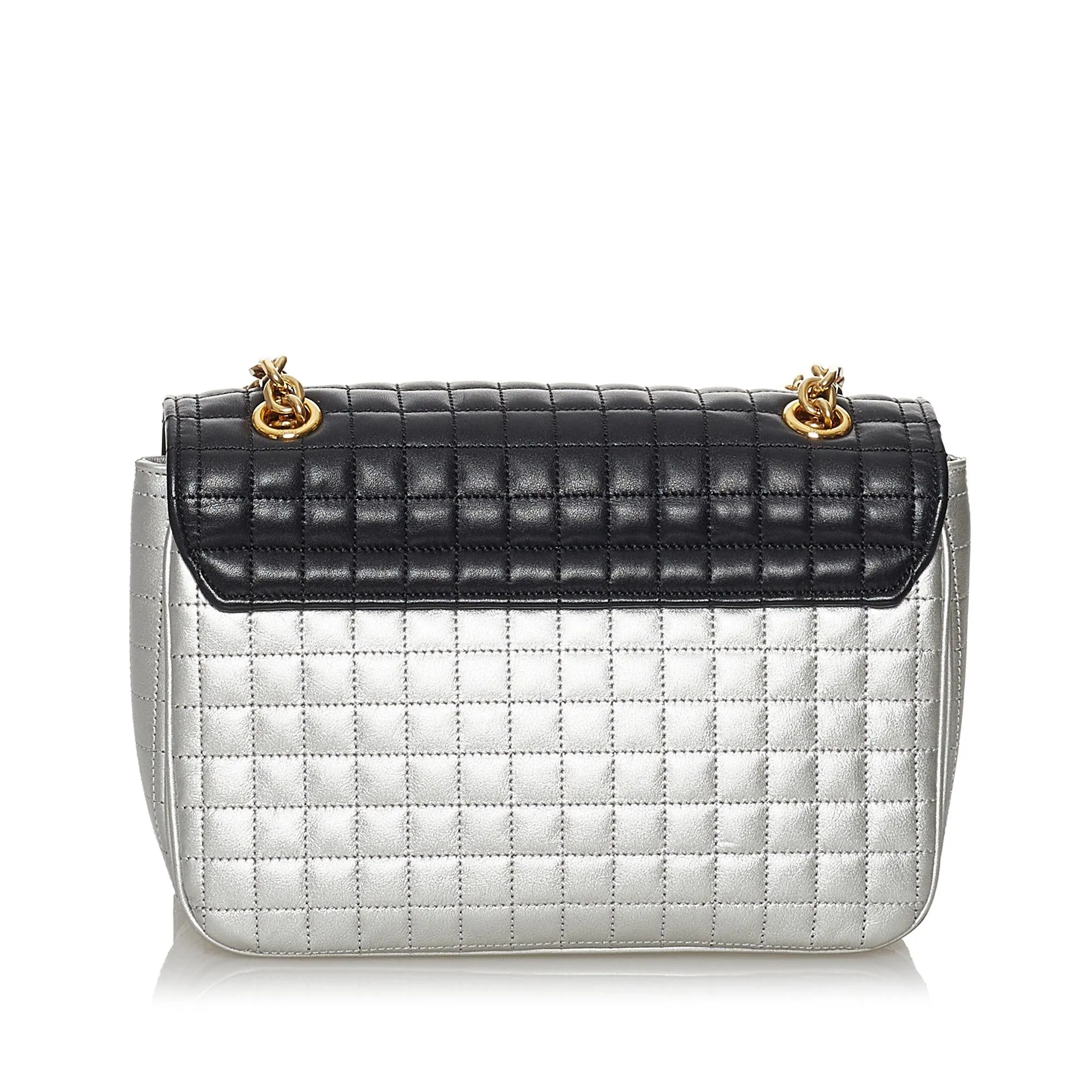 Celine Bicolor C Quilted Leather Shoulder Bag (SHG-30982)