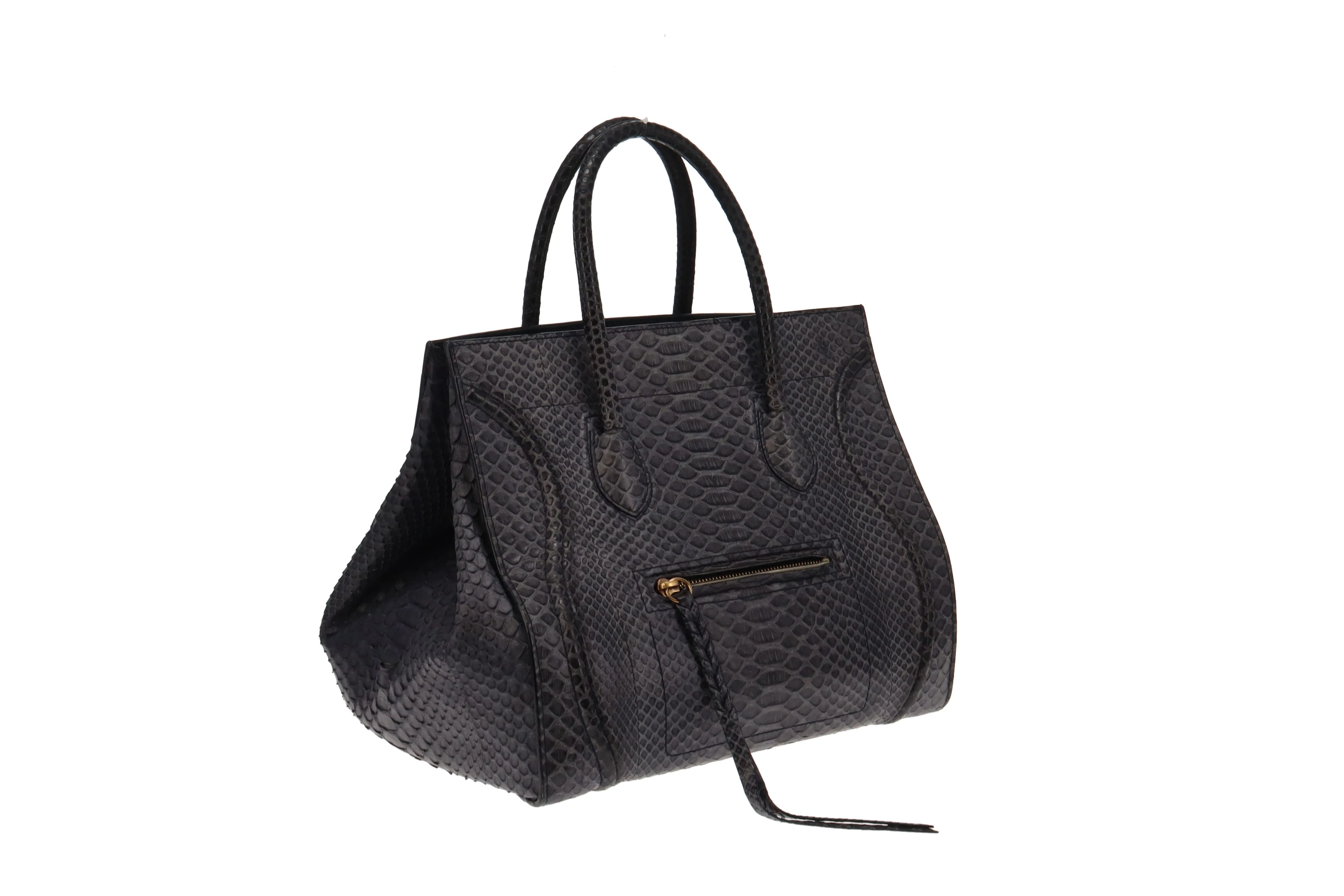 Celine Black & Grey Snakeskin Phantom Luggage Tote