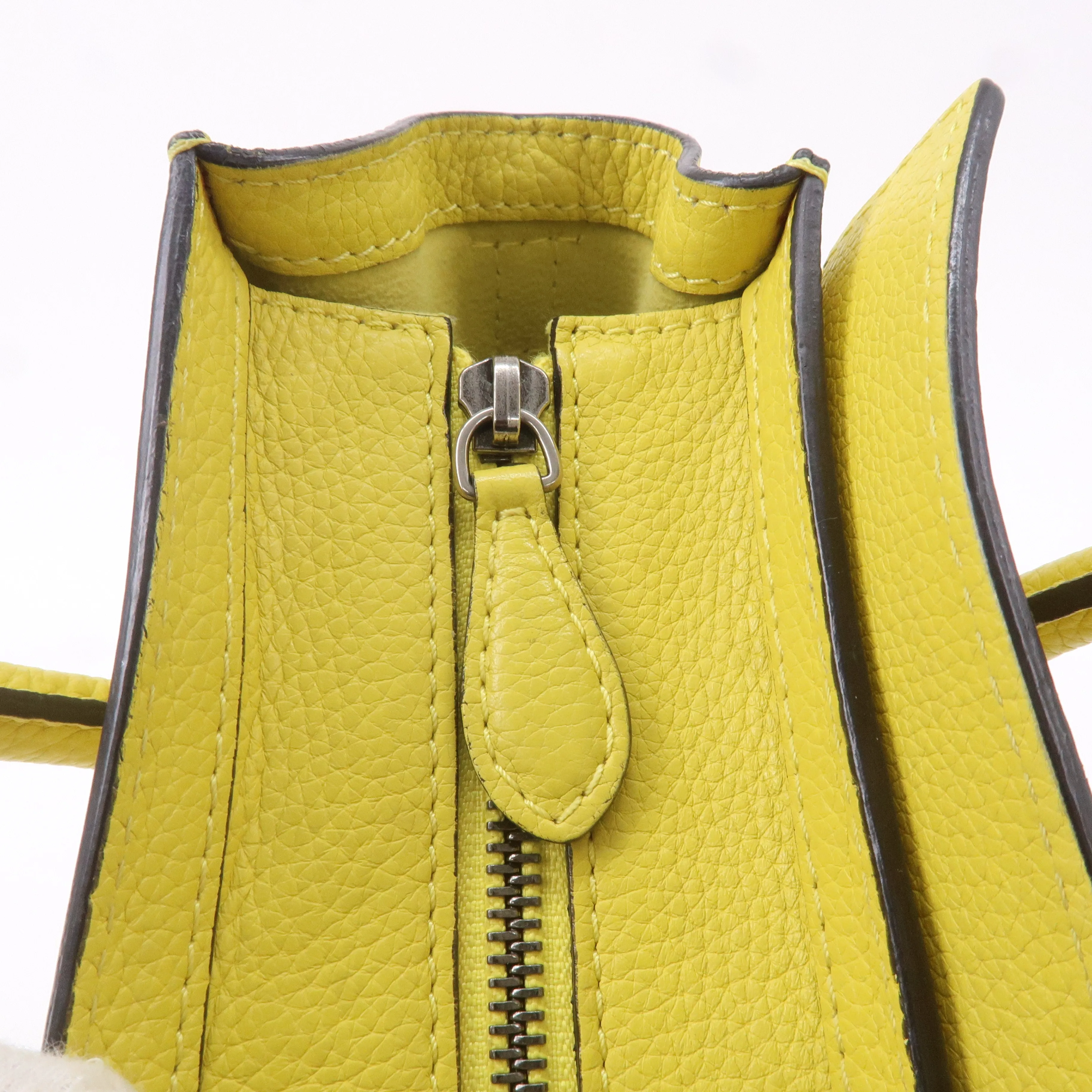 CELINE Leather Luggage Nano Shopper 2Way Bag Yellow 168243