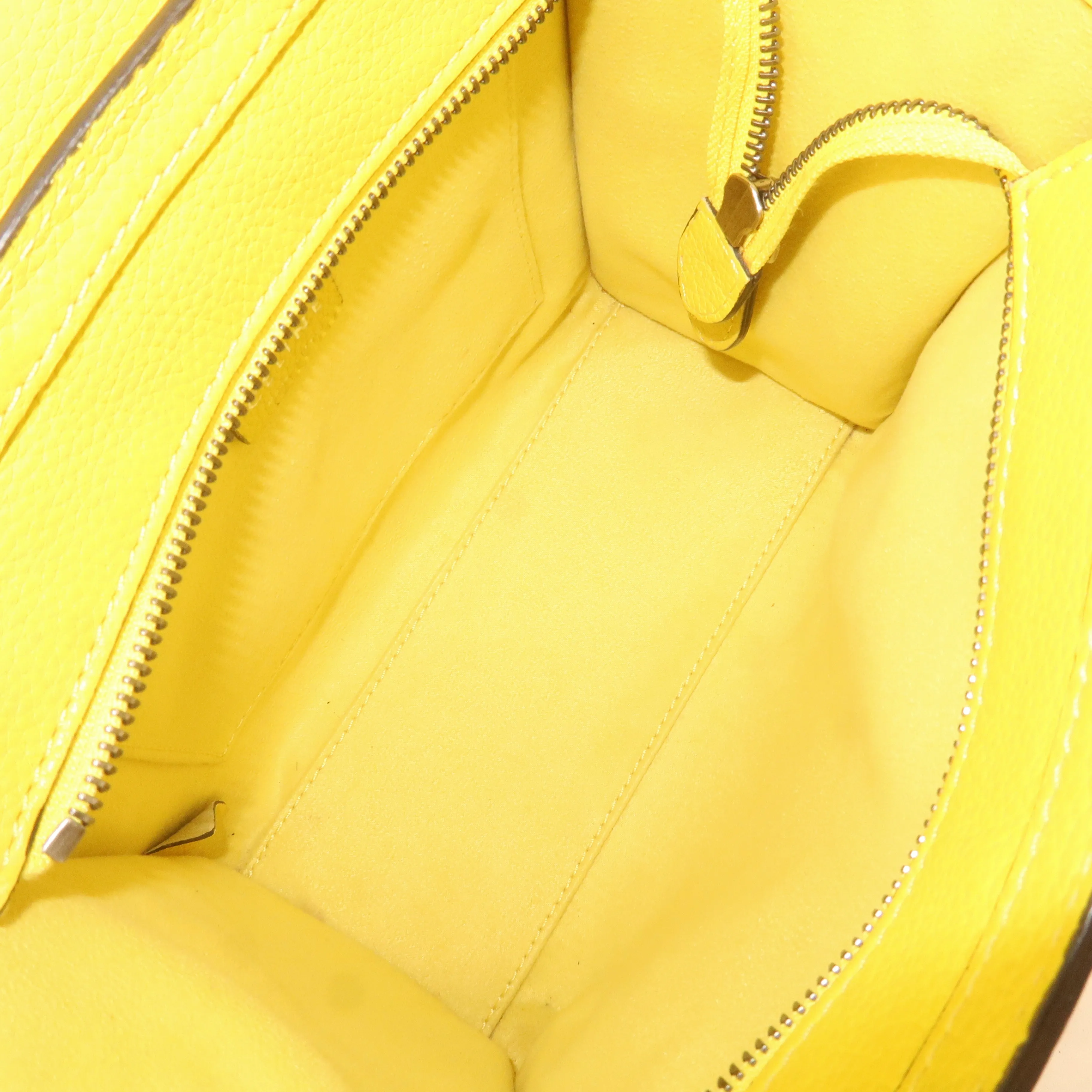 CELINE Leather Luggage Nano Shopper 2Way Bag Yellow 168243