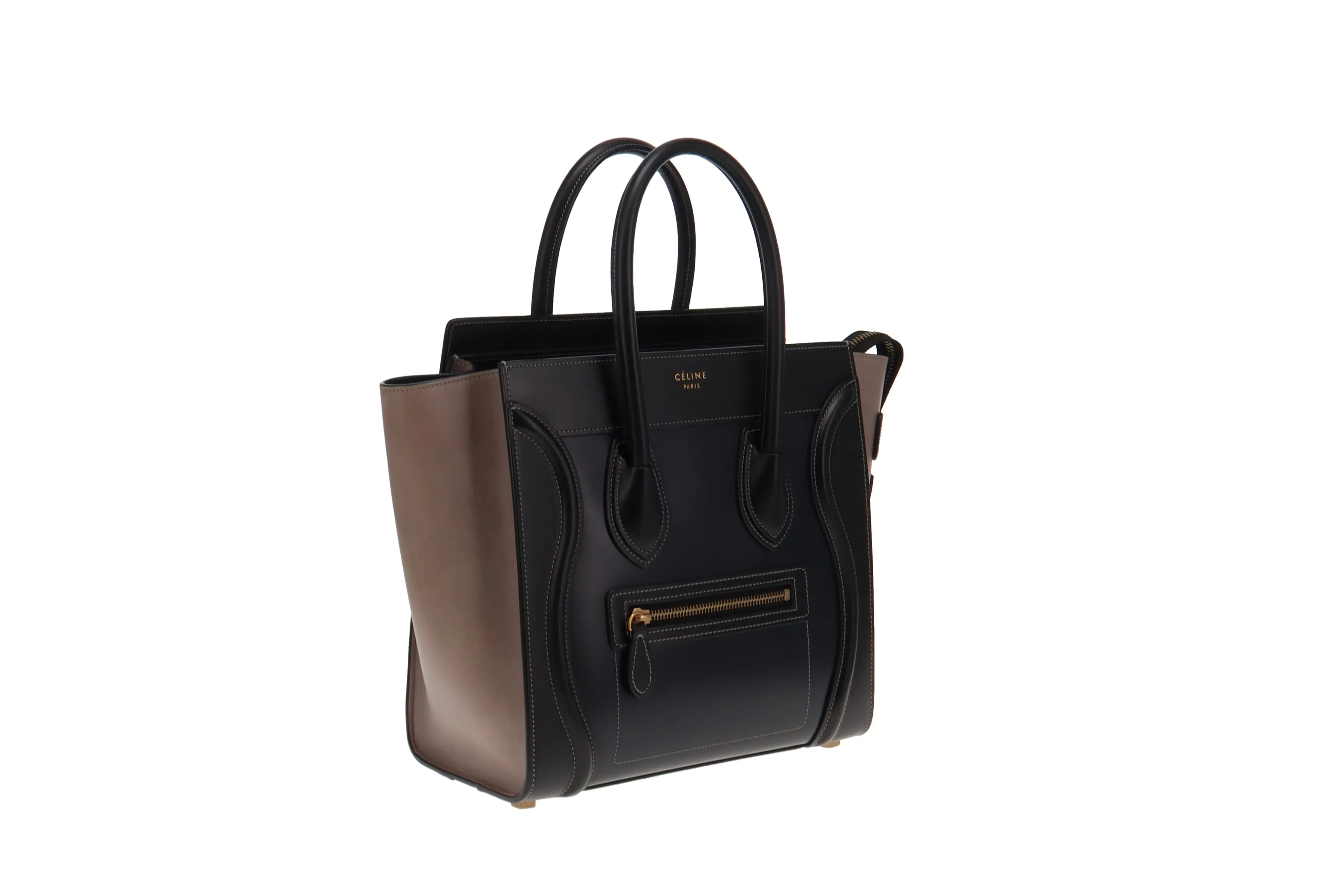 Celine Micro Navy & Black & Grey Panelled Luggage Tote