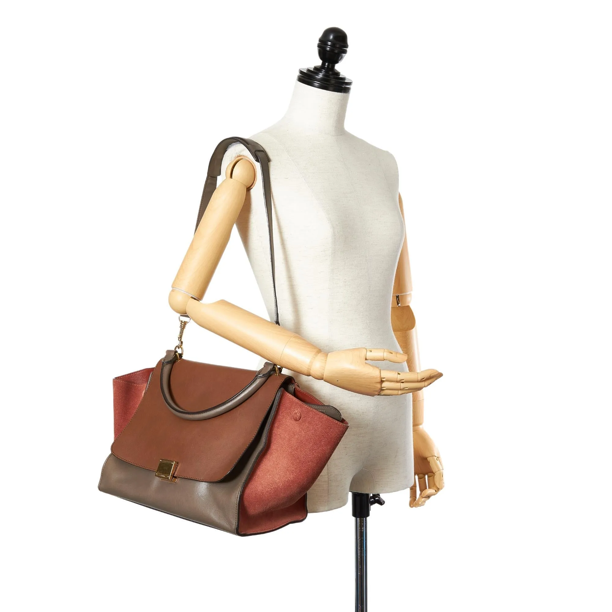 Celine Trapeze Tricolor Leather Satchel (SHG-25533)