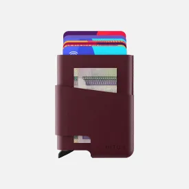 CUT-OUT Cardholder - RFID Block Featured - Handmade Natural Genuine Leather - Burgundy