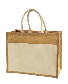 Easy-to-Decorate Jute Tote Bags with Canvas Front Pocket - TJ314