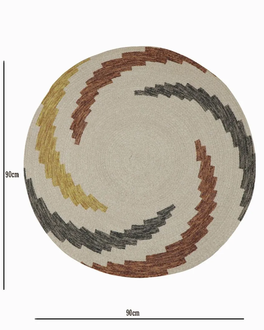 Elegant Cotton Round Rug with Unique Print Designs | 35 inches