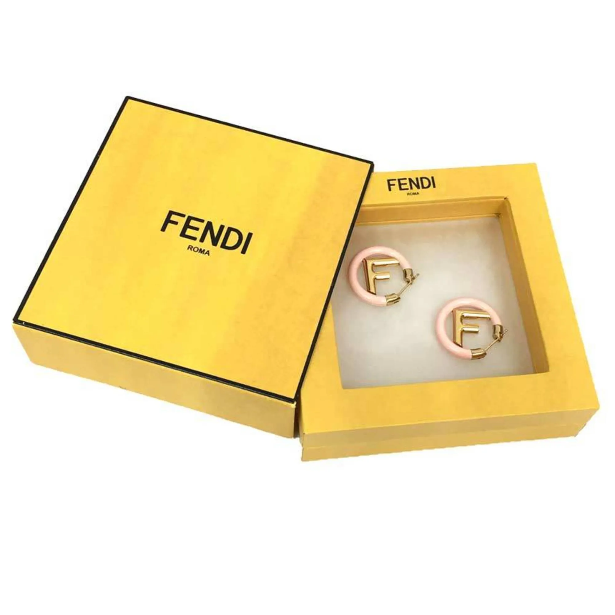 Fendi Earrings FF F is Gold x Pink Women's