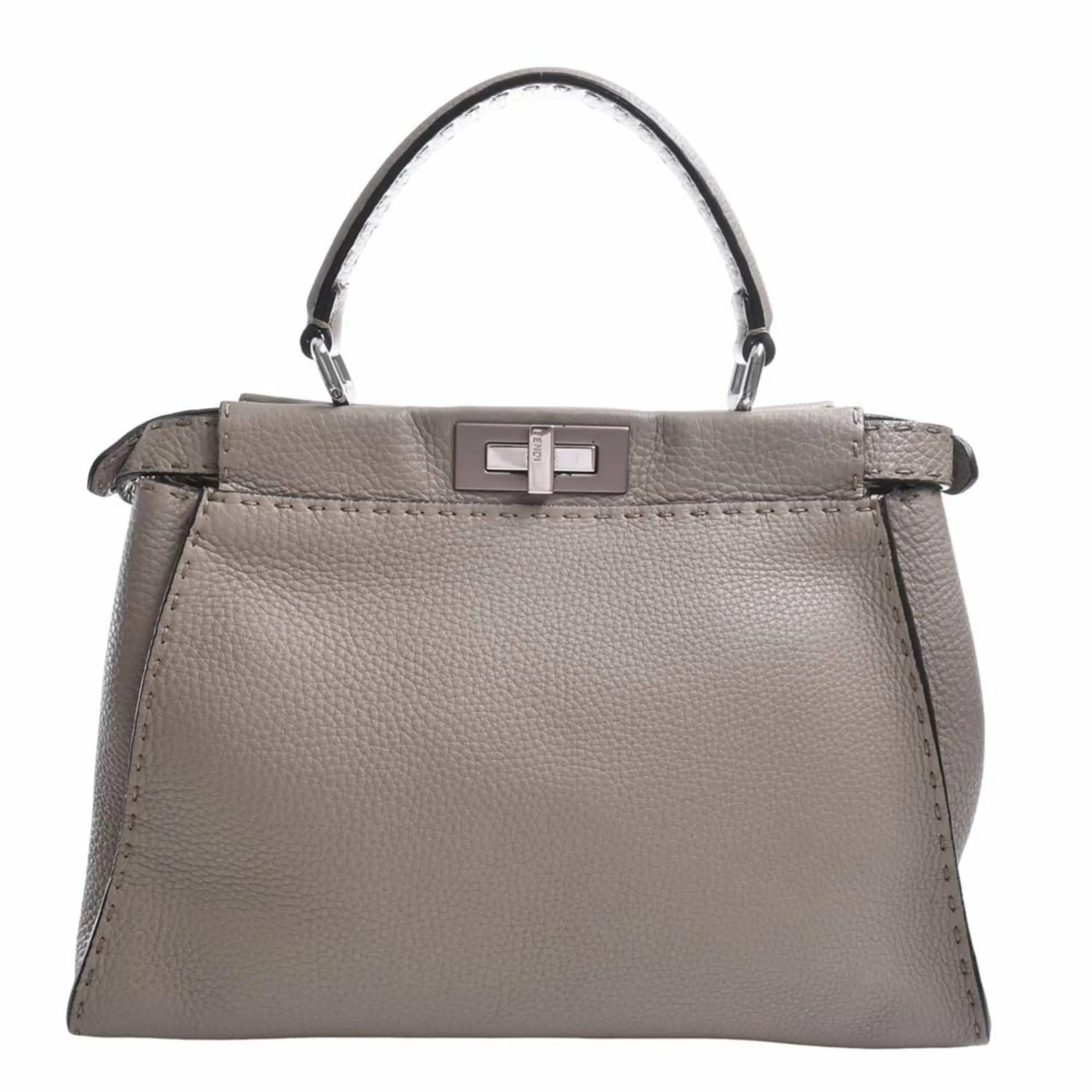 FENDI Leather Peekaboo Handbag 8BN290 Beige Ladies