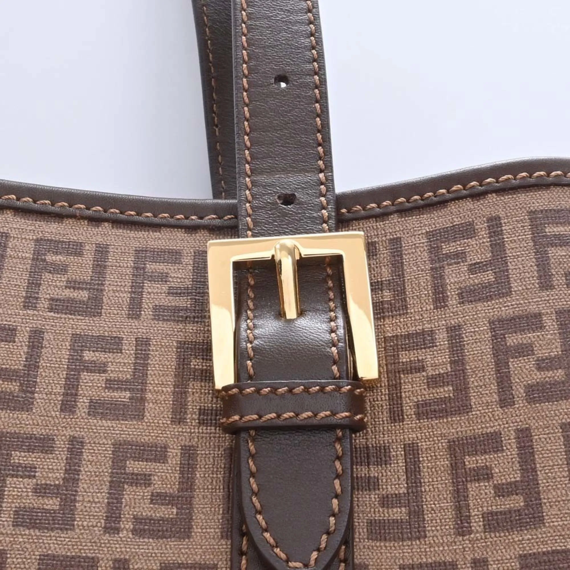 FENDI leather zucchino pattern handbag 8BH237 brown ladies