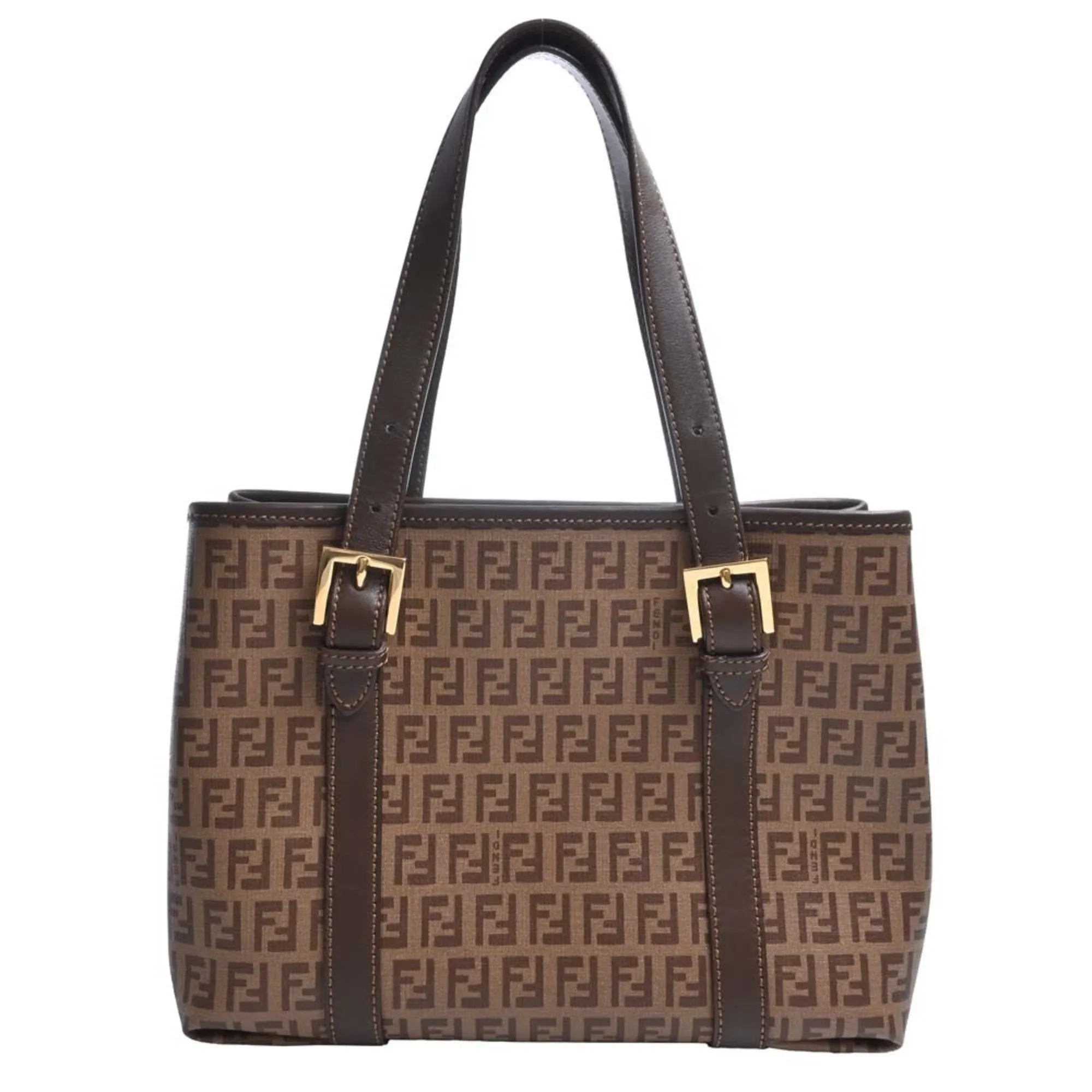 FENDI leather zucchino pattern handbag 8BH237 brown ladies