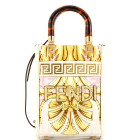 FENDI x Versace Fendace Convertible Sunshine Shopper Tote Printed Laminated Leather Mini