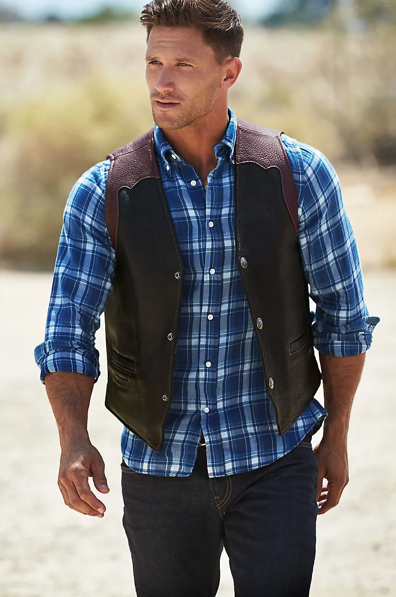 Garrison Bison Leather Vest with Concealed Carry Pockets