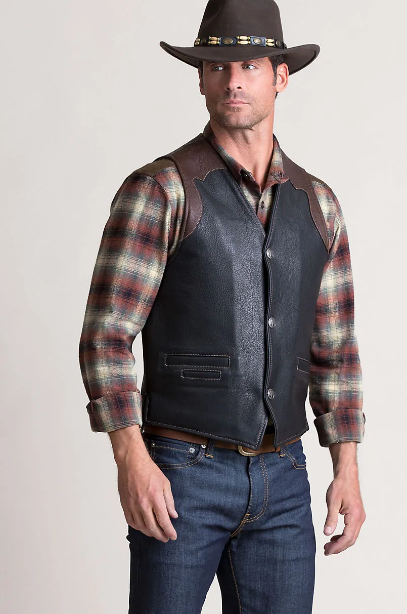 Garrison Bison Leather Vest with Concealed Carry Pockets