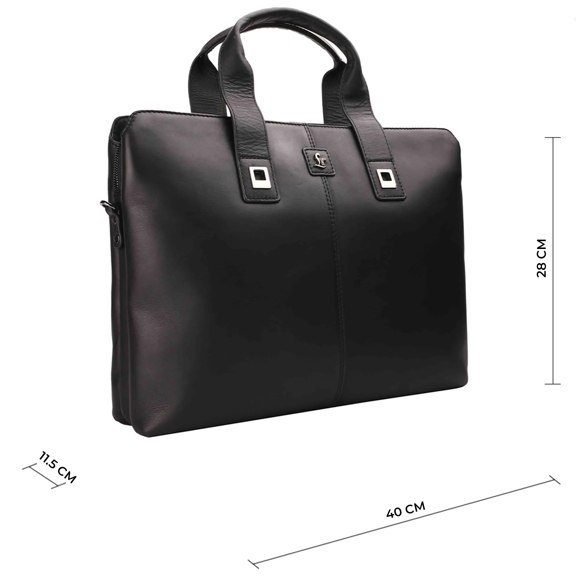 Georgia Collection | Genuine Leather Laptop / Office Bag For Men | Fits 15.5 in" Laptop | Black