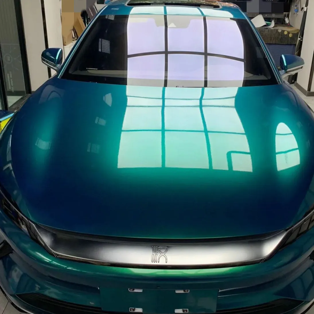 Gloss Metallic Coral Dark Green Car Wrap