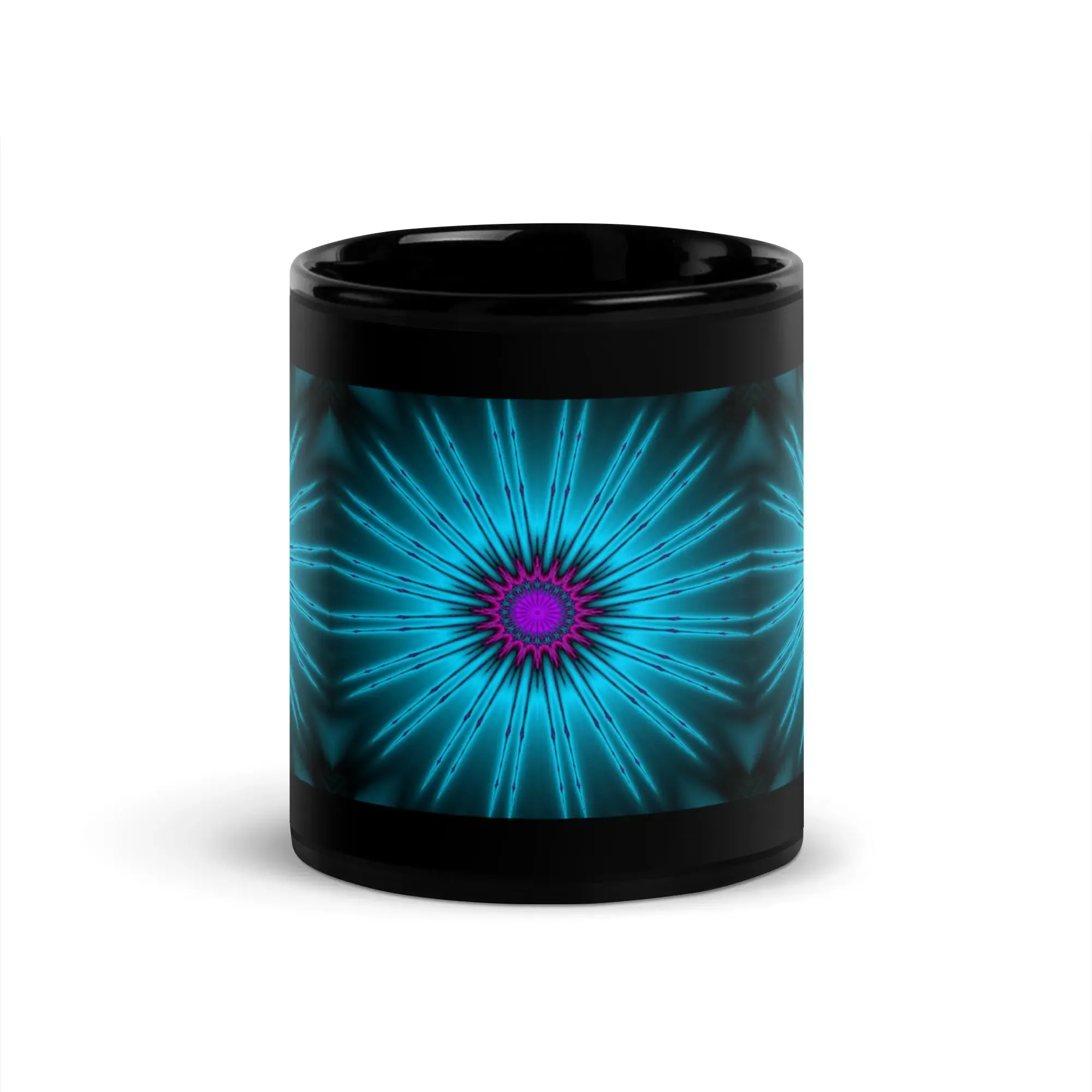 Glowing Fractal Black Glossy Mug